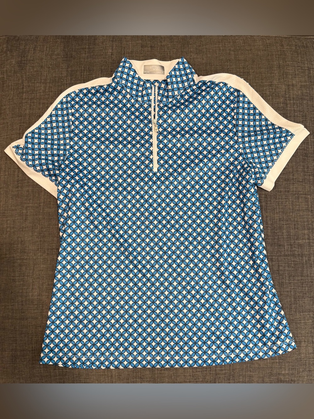 Callaway Blue and White Geometric Golf Polo